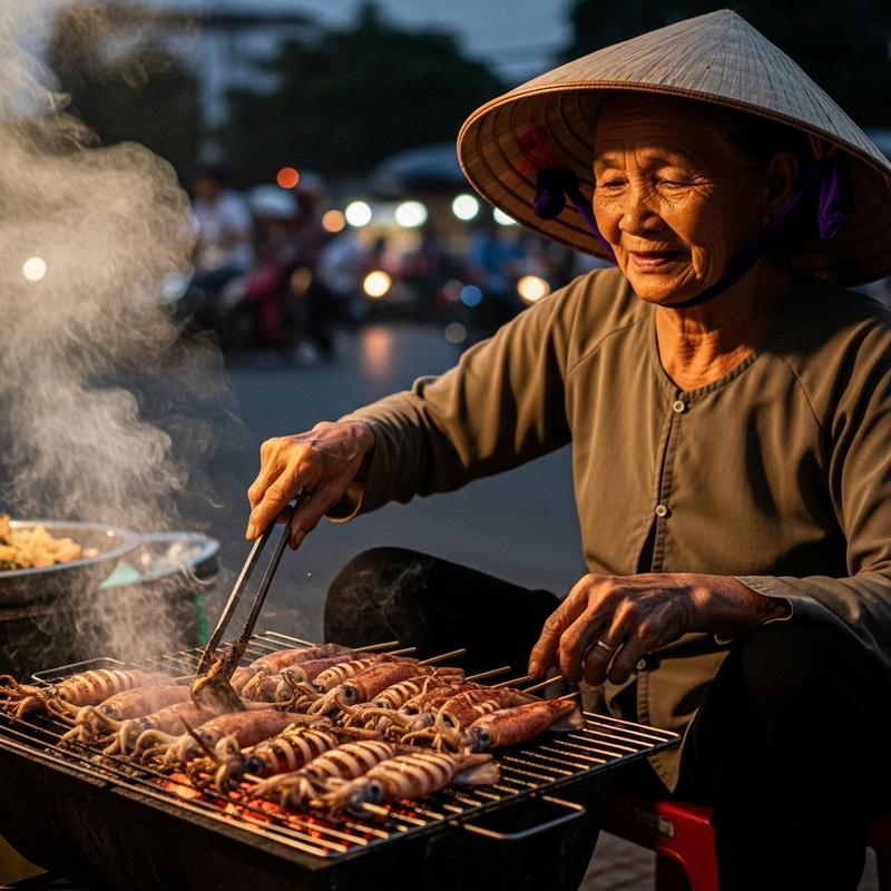 Vietnamese Octopus BBQ | Senior Lady Grilling Vietnamese Octopus BBQ | Senior Lady Grilling