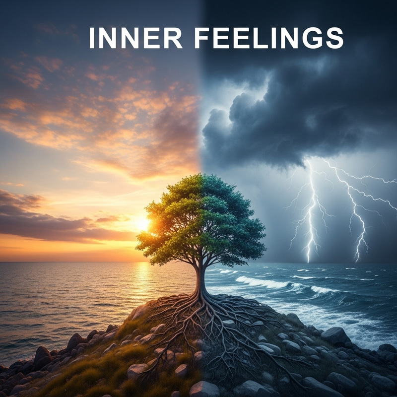 Inner Feelings: Serene Seaside vs Turbulent Storm Imagery Inner Feelings: Serene Seaside vs Turbulent Storm Imagery