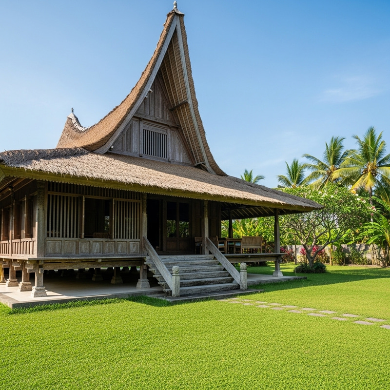 Traditional Indonesian 'Rumah' House Surrounded by Nature Traditional Indonesian 'Rumah' House Surrounded by Nature