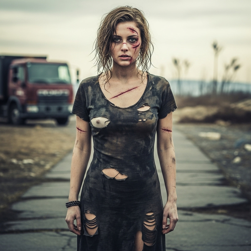 Young Woman's Post-Apocalyptic Transformation Young Woman's Post-Apocalyptic Transformation