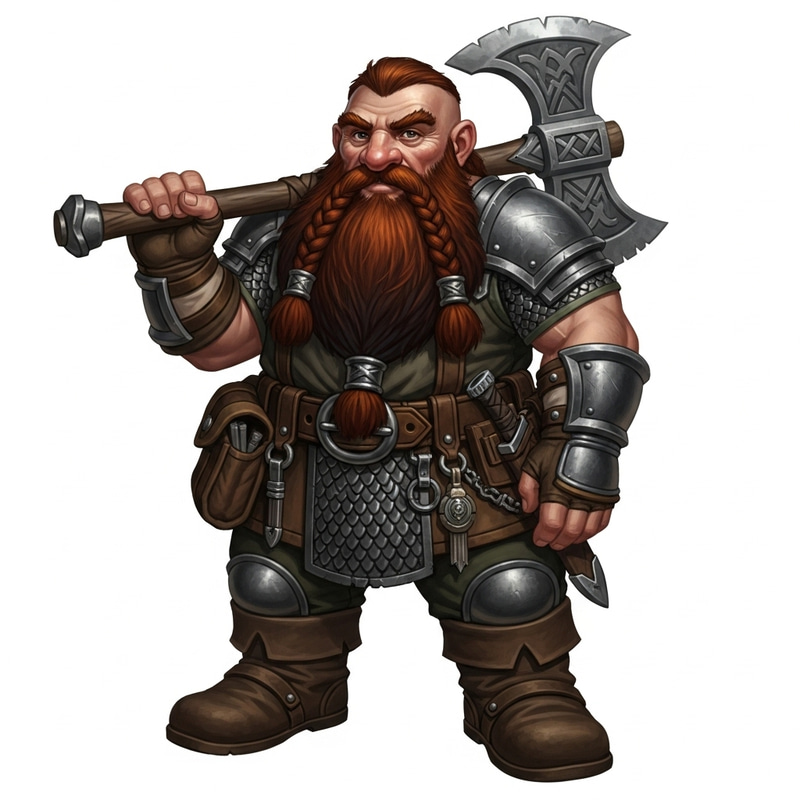 DND Male Dwarf | Fearless Warrior with Fiery Beard
