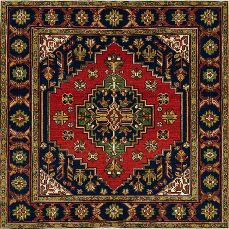 Soviet Carpet with Geometric Motifs Soviet Carpet with Geometric Motifs