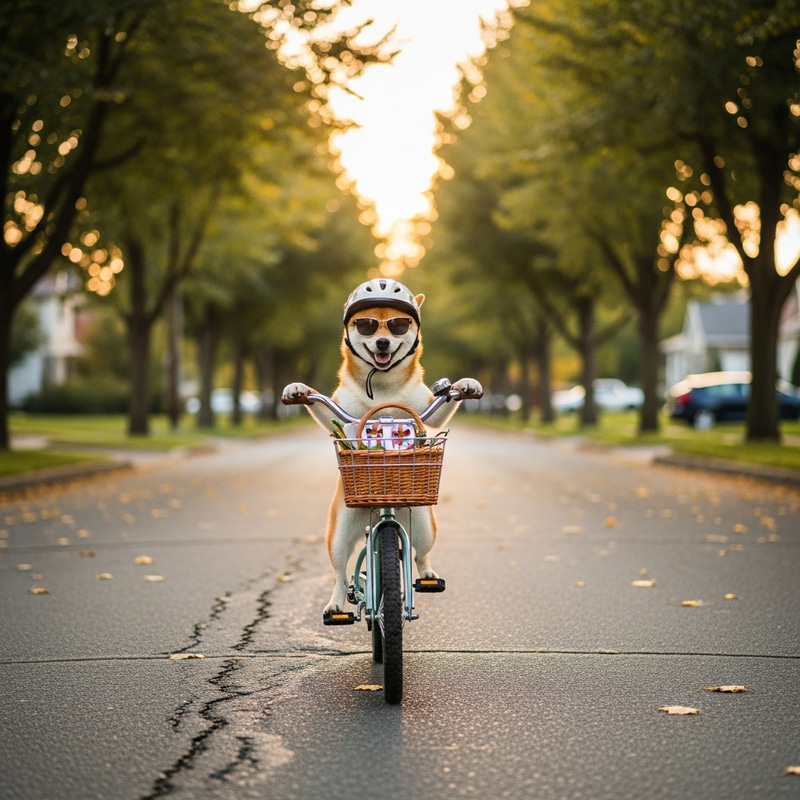 Shiba Inu Biking - Adorable Dog on a Bike Shiba Inu Biking - Adorable Dog on a Bike