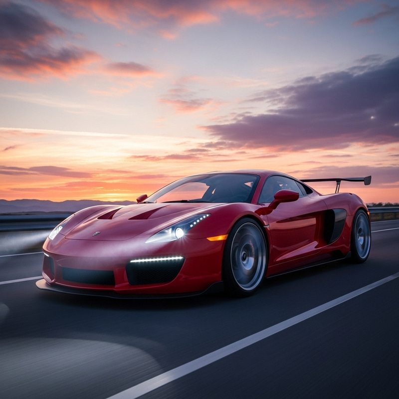 Sleek Red Sports Car Racing Image | Dynamic Motion Visuals Sleek Red Sports Car Racing Image | Dynamic Motion Visuals