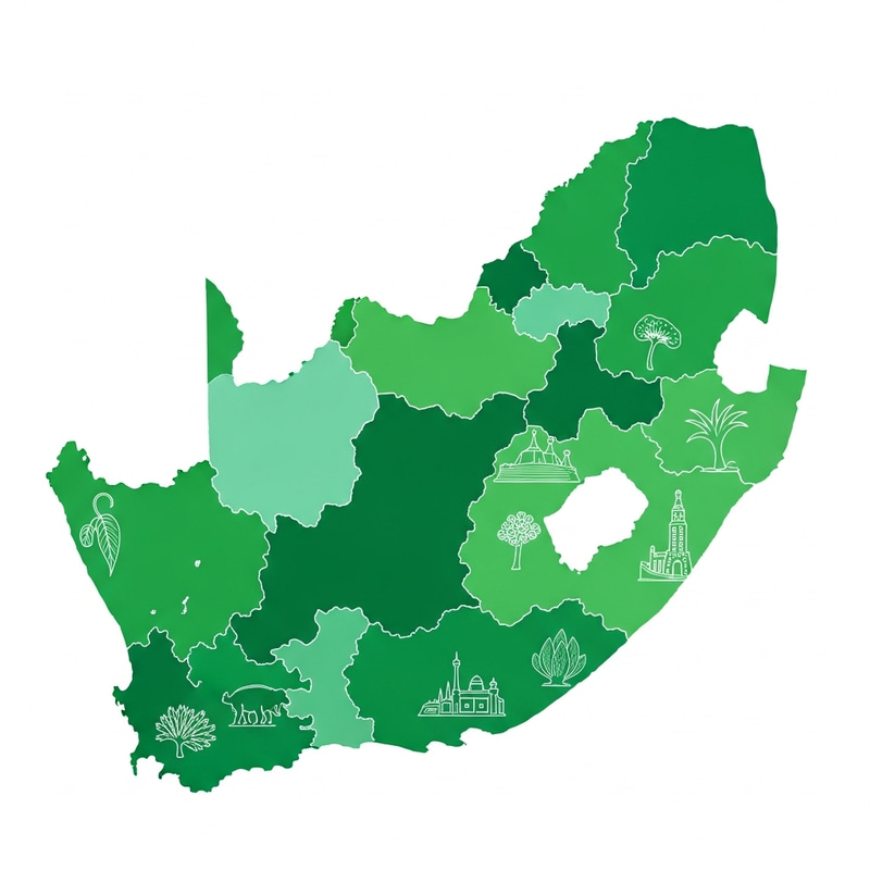 Green South Africa Map - Vibrant Province Shades Green South Africa Map - Vibrant Province Shades