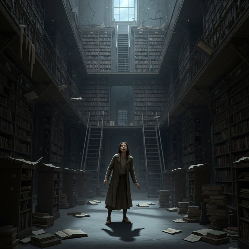 Trapped in Shadows: A Library's Dark Embrace Trapped in Shadows: A Library's Dark Embrace