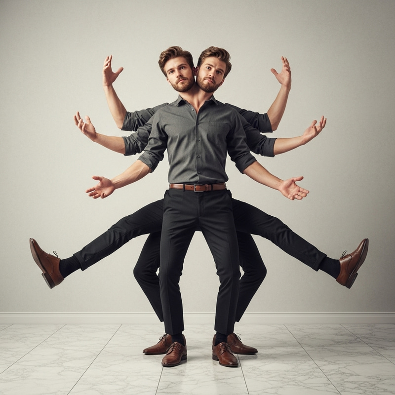 Surreal Image of a Figure with Two Heads, 4 Hands and 6 Legs Surreal Image of a Figure with Two Heads, 4 Hands and 6 Legs