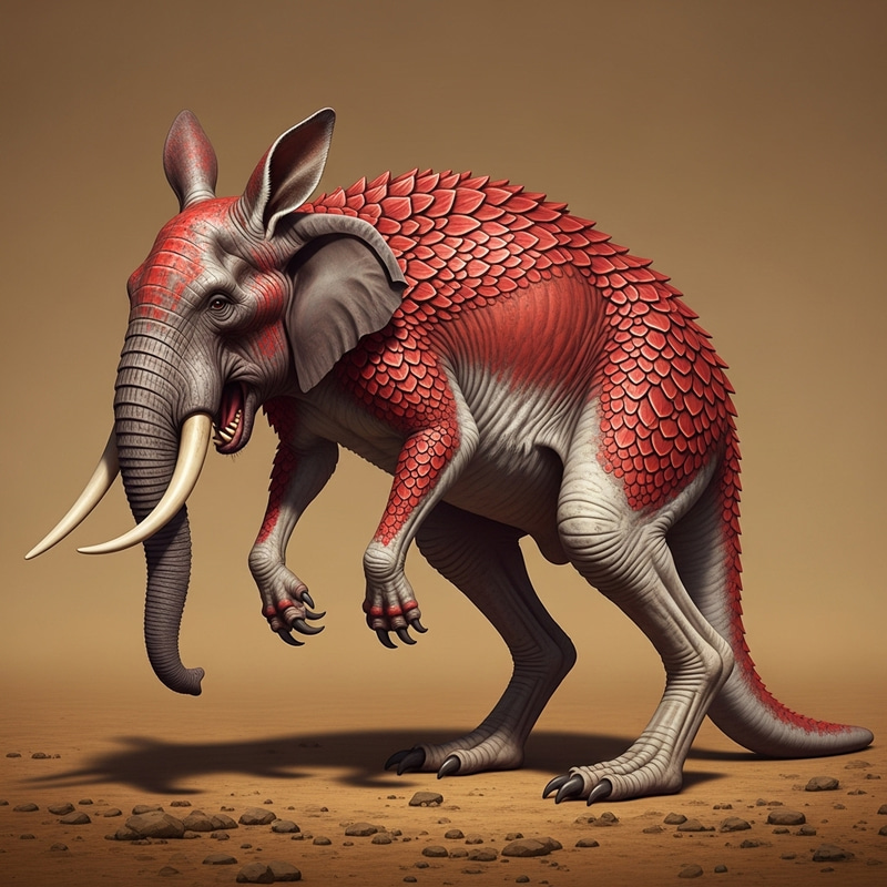 Hybrid Martian Elephant-Kangaroo with Flexible Limbs and Powerful Legs