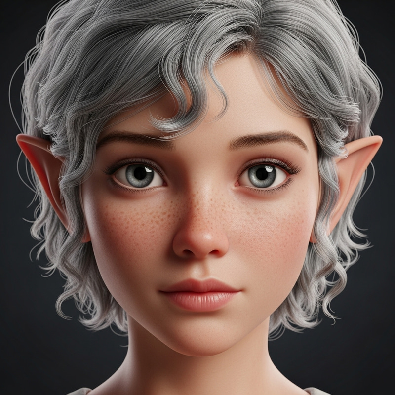 Pretty Tiger Young Elf with Flawless Skin & Silver Curls Pretty Tiger Young Elf with Flawless Skin & Silver Curls
