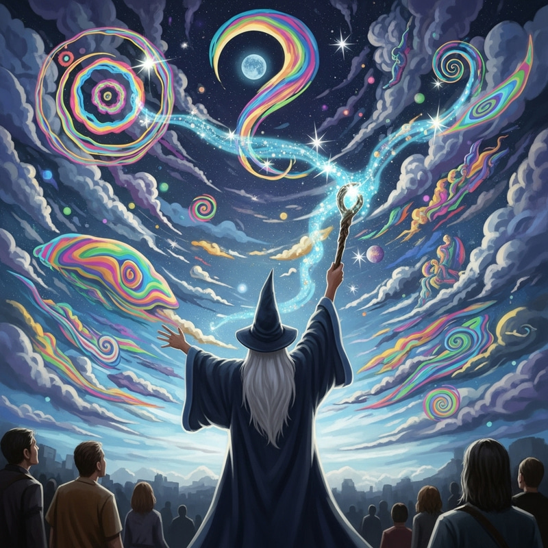 Wizard Creates Psychedelic Heaven with Staff | Fantasy Art Scene Wizard Creates Psychedelic Heaven with Staff | Fantasy Art Scene