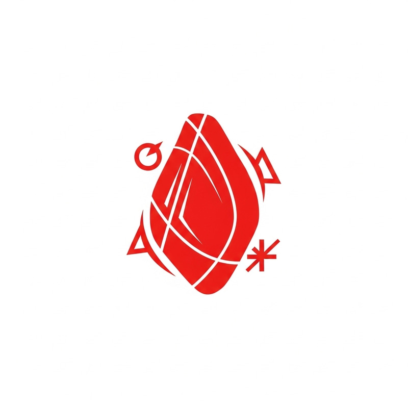 Simple Philosopher's Stone Logo in Red and White for Versatile Branding