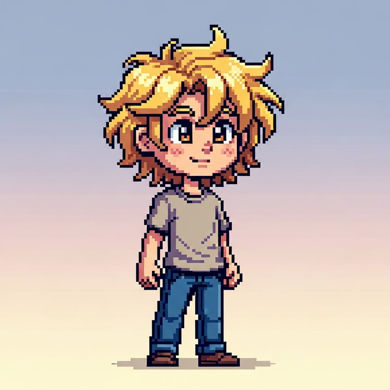 Young Blond Pixel Character - 2D Design Young Blond Pixel Character - 2D Design