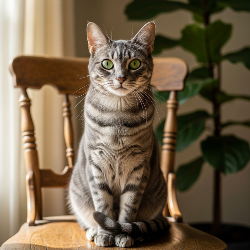 Beautiful Domestic Cat with Piercing Green Eyes Beautiful Domestic Cat with Piercing Green Eyes