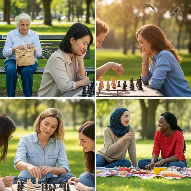 Diverse Women in Park: Cultural Unity and Friendship