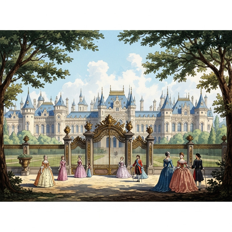Majestic Royal Palace Watercolor Artwork Majestic Royal Palace Watercolor Artwork