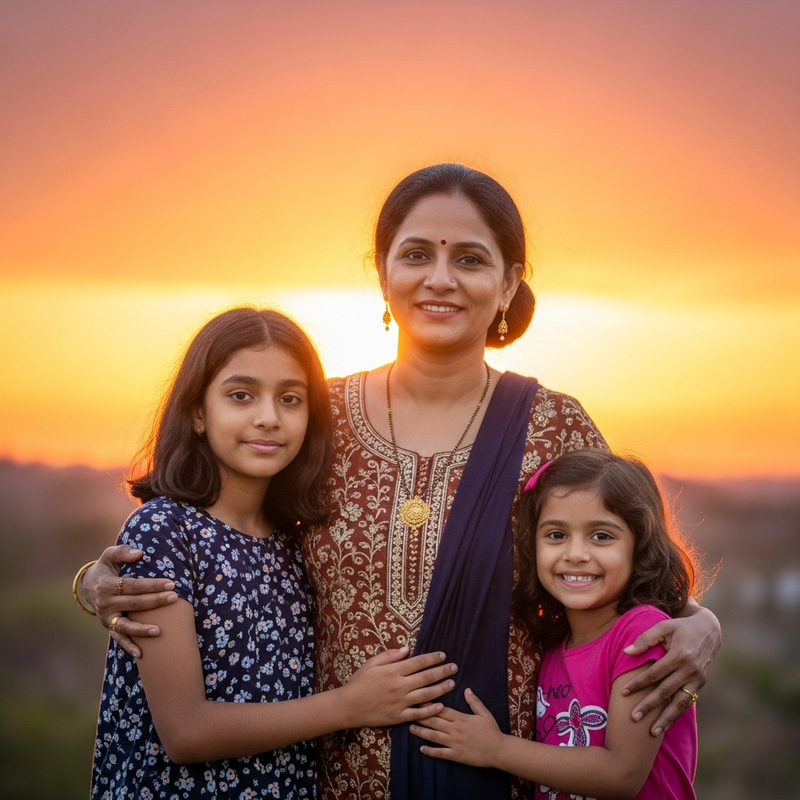 Asian Mother and Two Daughters | Family Sunset Portrait Asian Mother and Two Daughters | Family Sunset Portrait