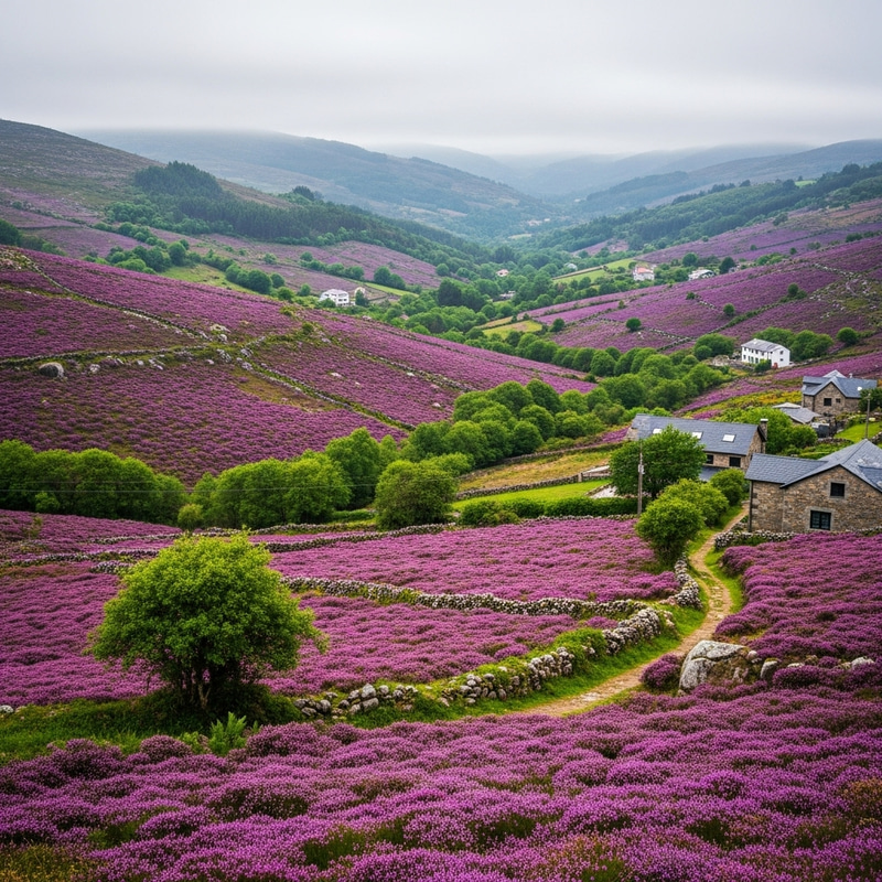 Galician Landscape with Purple Flowered Plants Galician Landscape with Purple Flowered Plants