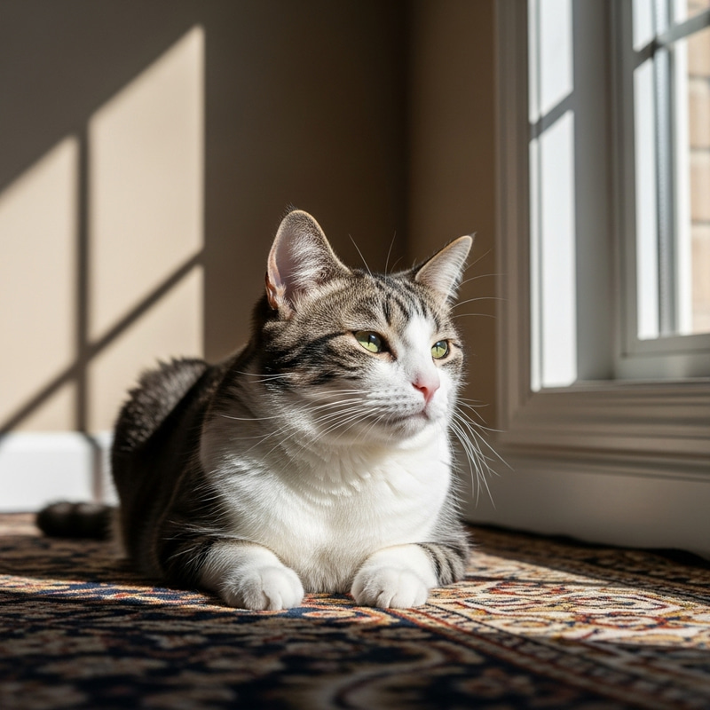 Cute Cat Basking in Sunlight