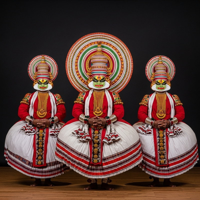 Vibrant Kathakali Dancers & Expressive Cultural Performance