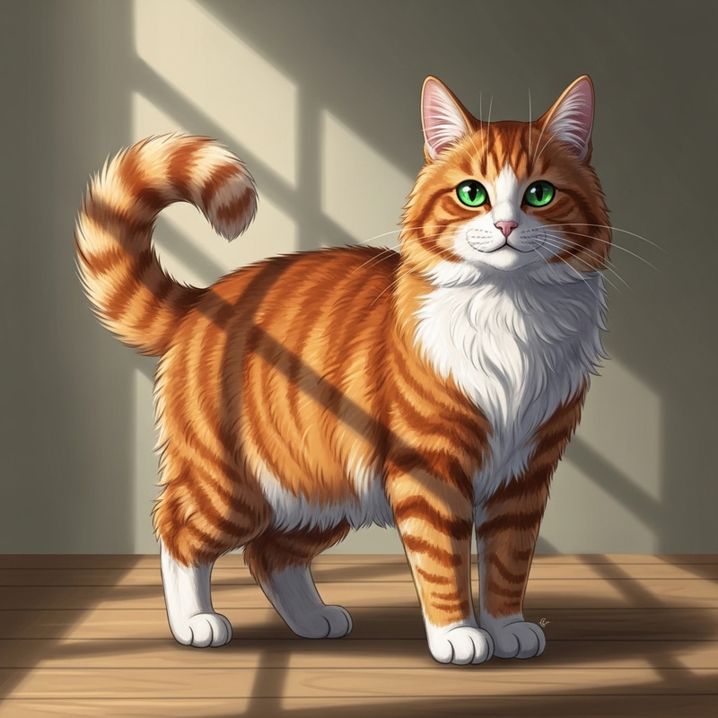 Cute Domestic Cat Illustration | Fluffy Feline Charm Cute Domestic Cat Illustration | Fluffy Feline Charm