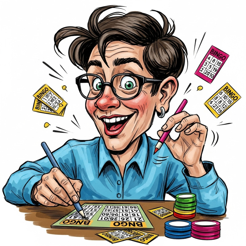 Playful Bingo Player Illustration in Comic Style Playful Bingo Player Illustration in Comic Style