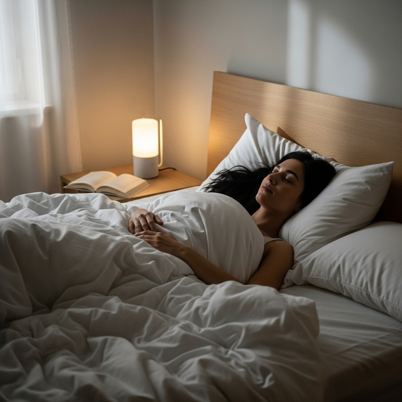 Woman Lying in Bed - Serene Bedroom Moment