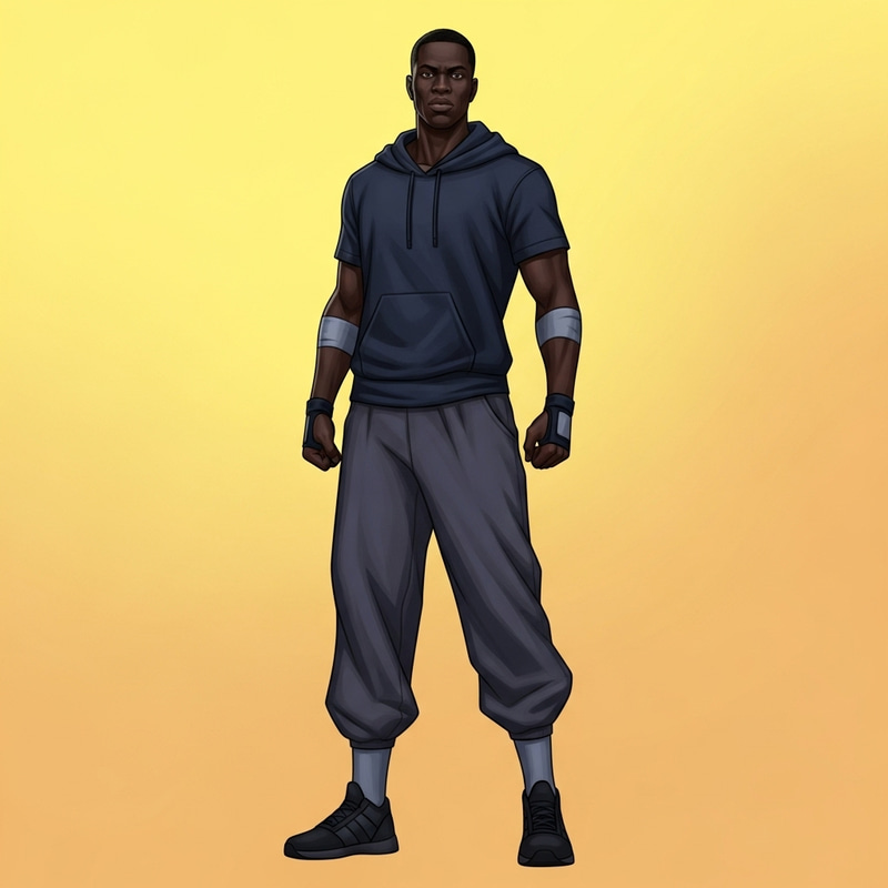Strong Black Hero in Baggy Clothes Strong Black Hero in Baggy Clothes