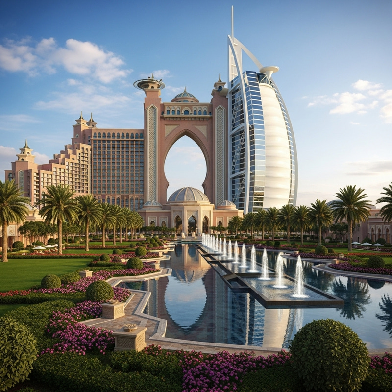 Luxurious Hotel with Elegant Architecture & Lush Surroundings