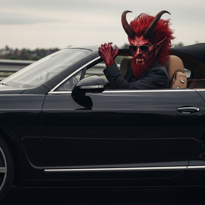 Sultry Red-Haired Demon Cruising in Stylish Black Bentley Sultry Red-Haired Demon Cruising in Stylish Black Bentley
