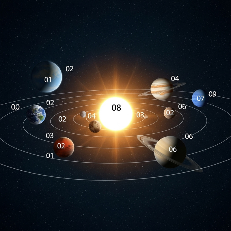 Solar System with Numbered Planets 01 09