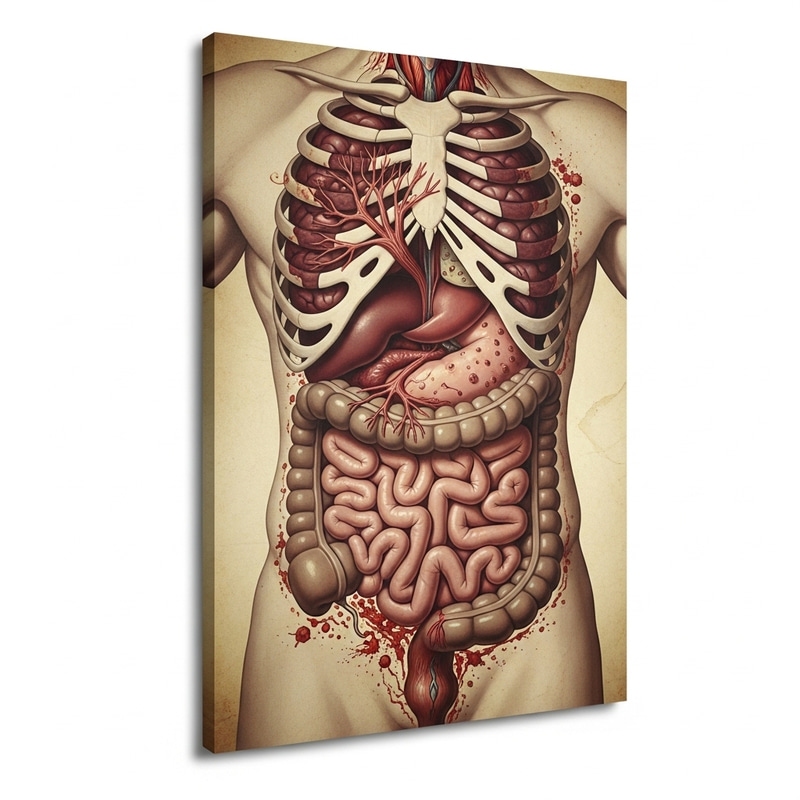 Renaissance Art Depicting Human Digestive System and Life-Threatening Disease