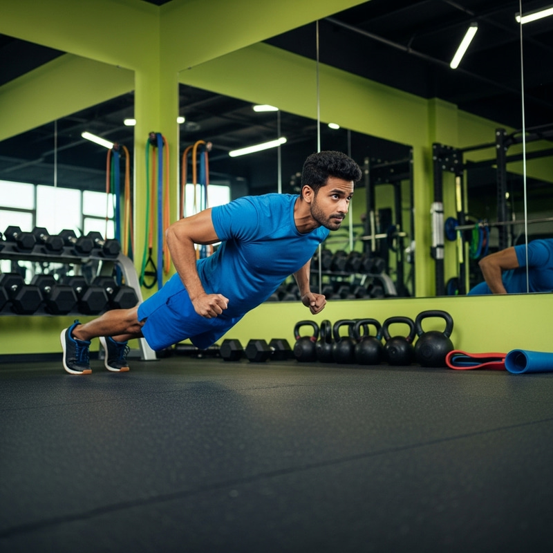 Man Doing Push Ups in a Gym: Fitness Guide