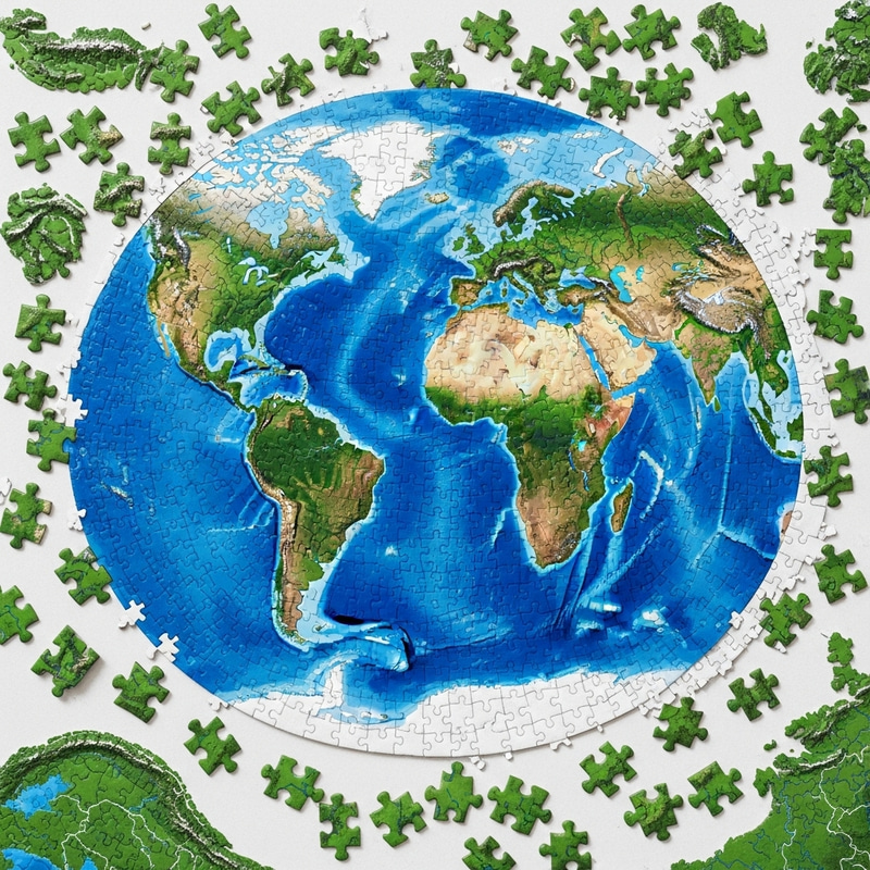 World Map Jigsaw Puzzle - Diverse Landscapes & Oceans
