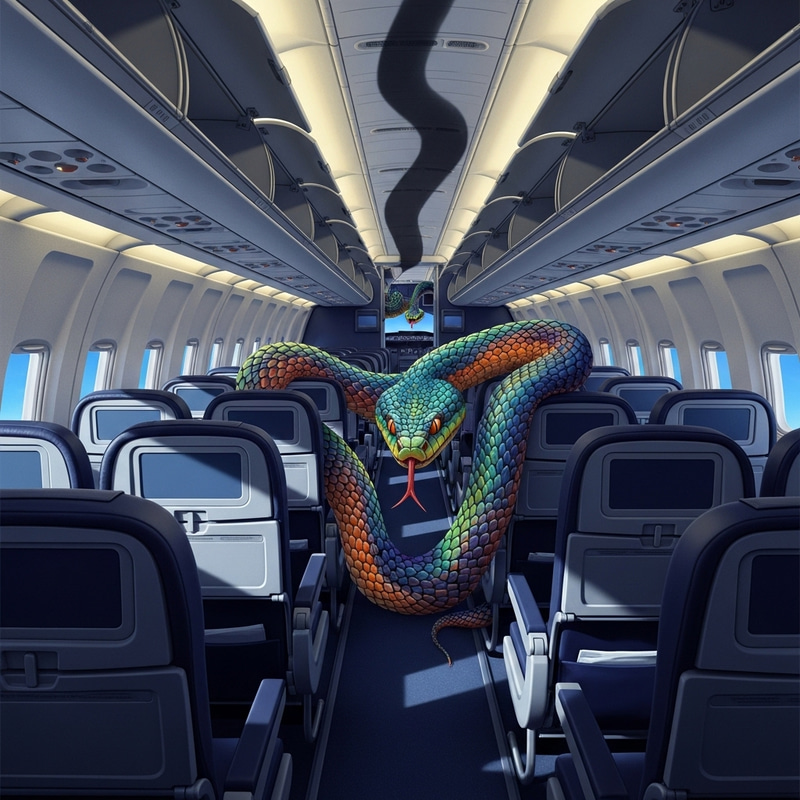 Snake on a Plane: Vivid Wildlife Scene in Airplane Setting Snake on a Plane: Vivid Wildlife Scene in Airplane Setting