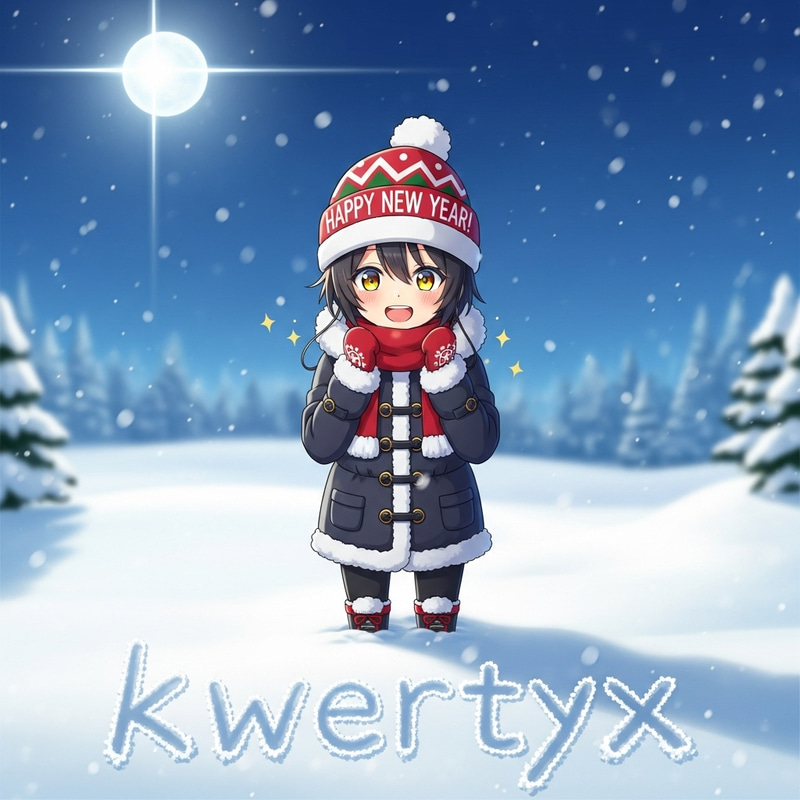 Anime Style New Year Avatar with kwertyx Inscription