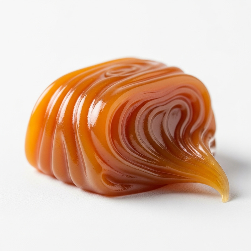 Glossy Caramel Candy - Sweet Swirls on White Backdrop Glossy Caramel Candy - Sweet Swirls on White Backdrop
