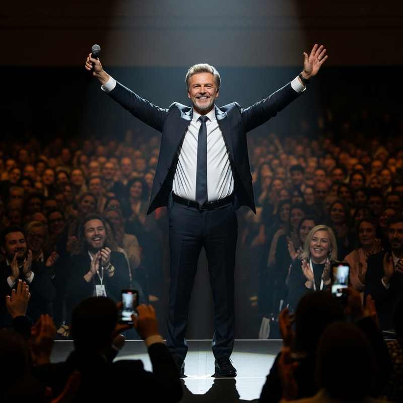 Victorious Jay Powell: Professional Man's Inspiring Pose Victorious Jay Powell: Professional Man's Inspiring Pose