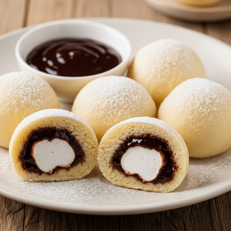 Chocomallow Dumplings with Sweet Chocolate Sauce Chocomallow Dumplings with Sweet Chocolate Sauce