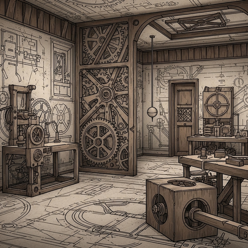Da Vinci Inspired Interior Design | Mechanical Sketch Aesthetic Da Vinci Inspired Interior Design | Mechanical Sketch Aesthetic