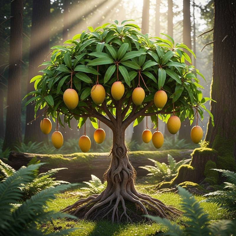 Miniature Mango Tree with Ripe Yellow Fruits Miniature Mango Tree with Ripe Yellow Fruits