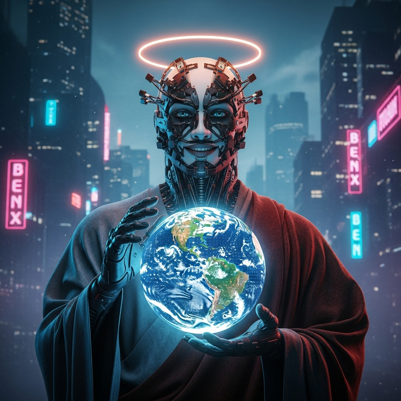 3D Cyberpunk Style of Leonardo Da Vinci: God Creating Earth 3D Cyberpunk Style of Leonardo Da Vinci: God Creating Earth