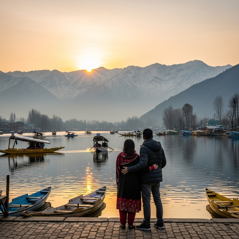 Serene Sunset at Dal Lake, Kashmir