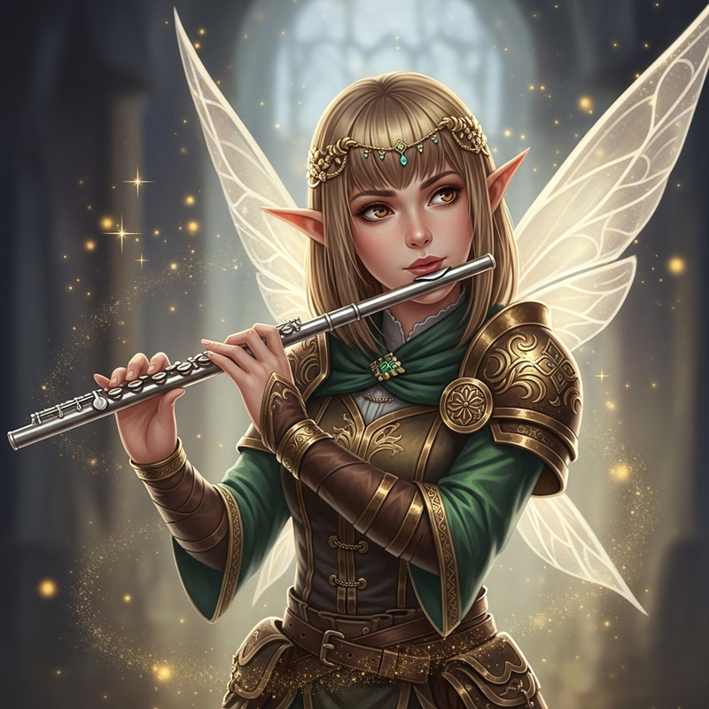 Captivating Fairy Bard with Golden Hair | Ethereal Melodies