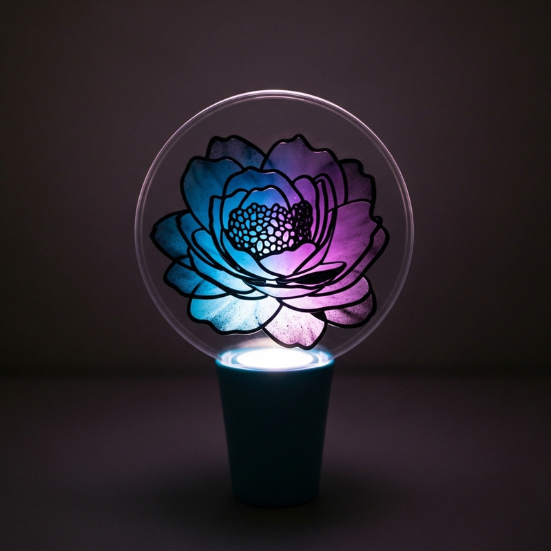 Dreamy Glow: Blue, Black & Purple Lightstick with Flower Pattern Dreamy Glow: Blue, Black & Purple Lightstick with Flower Pattern