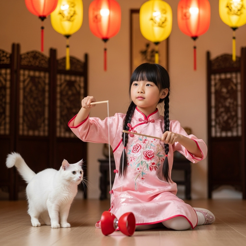 Traditional Chinese Girl Playing with Yo-Yo Traditional Chinese Girl Playing with Yo-Yo