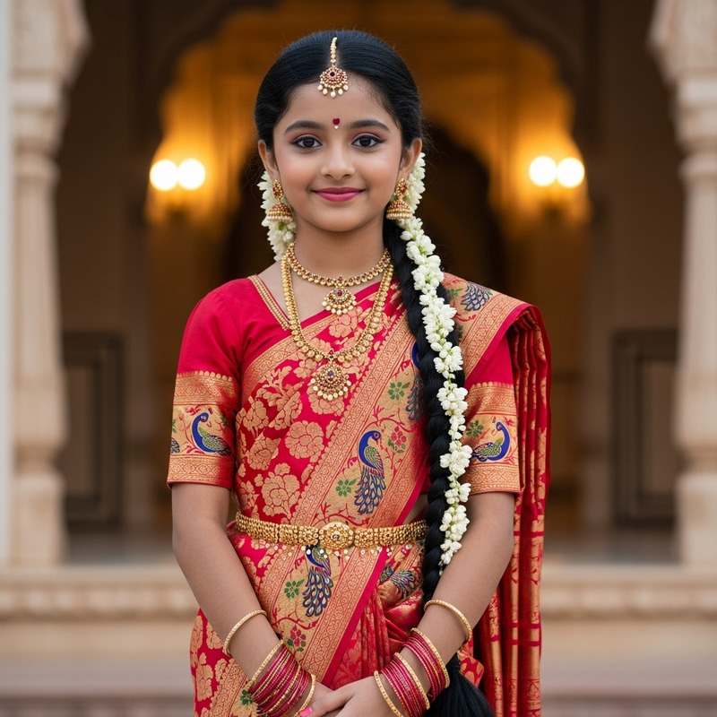 South Asian Girl in Traditional Indian Saree