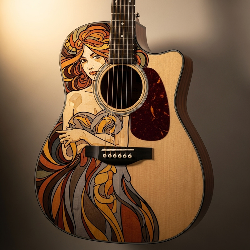 Nude Woman Art Acoustic Guitar | Unique Guitar Design Nude Woman Art Acoustic Guitar | Unique Guitar Design