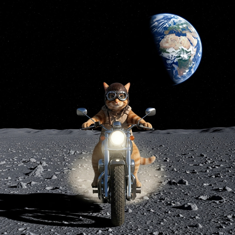 A Cat on a Motorcycle on the Moon A Cat on a Motorcycle on the Moon