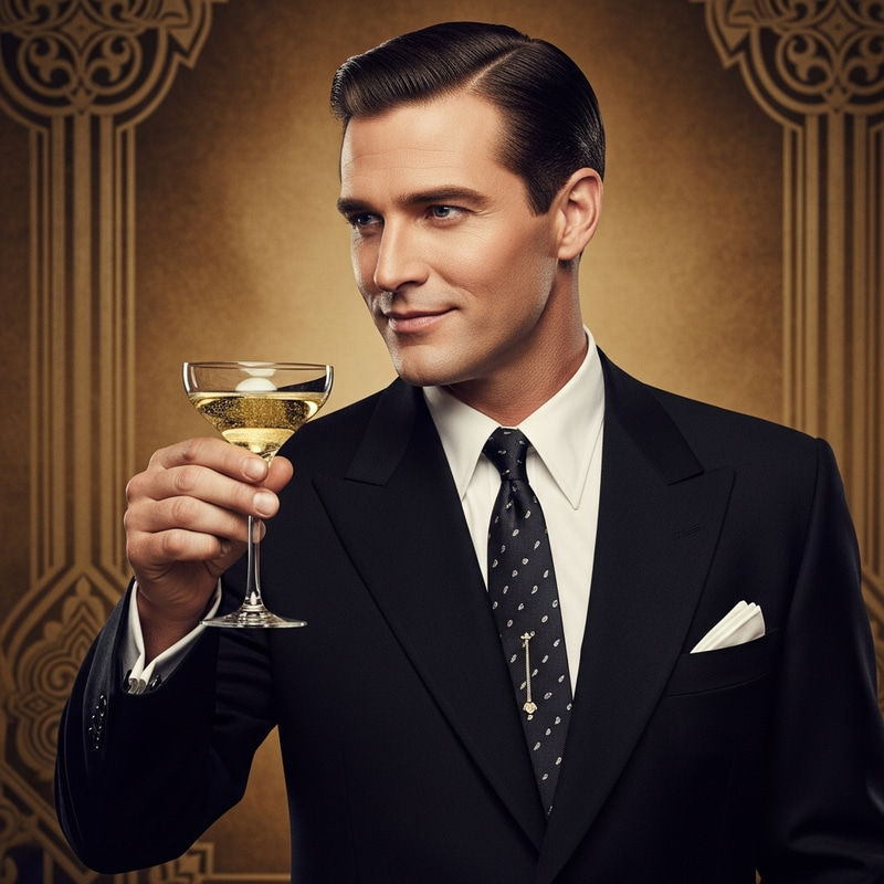Opulent Great Gatsby Vibe | Black Suit Toast with Champagne