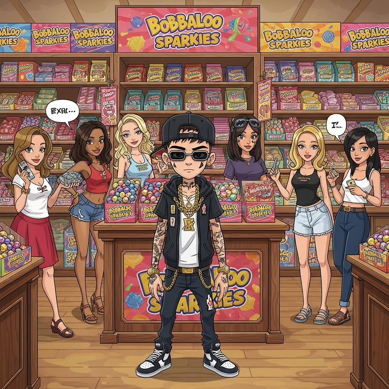 Animated Gangster in a Candy Store Scene Animated Gangster in a Candy Store Scene